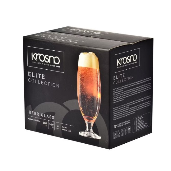 6-delat ölglasset, tillverkat av kristallint glas, 500ml, "Elite" - Krosno