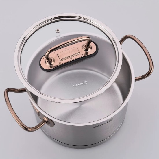 8-piece stockpot set, stainless steel, "Proline", Rosegold - Korkmaz