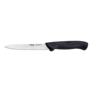 Višenamjenski nož, nazubljena oštrica, 12 cm, "Ecco", crni - Pirge
