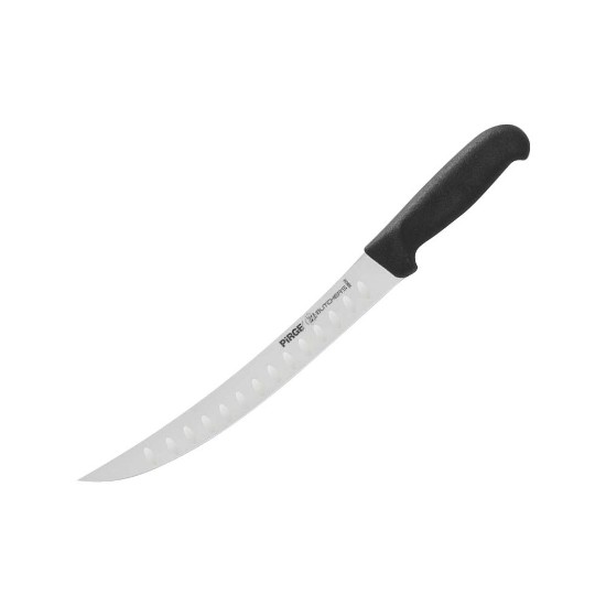 Butcher's knife, curved blade with indentations, 26 cm, "Butcher's", Black - Pirge