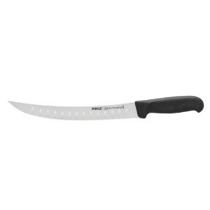 Butcher's knife, curved blade with indentations, 26 cm, "Butcher's", Black - Pirge