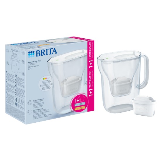 BRITA Style Essential water filtering jug 2.4 L + 2 Maxtra Pro Filters (White)