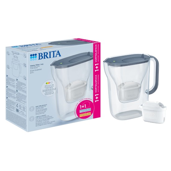 BRITA Style Essential water filtering jug 2.4 L + 2 Maxtra Pro Filters (Stone Blue)
