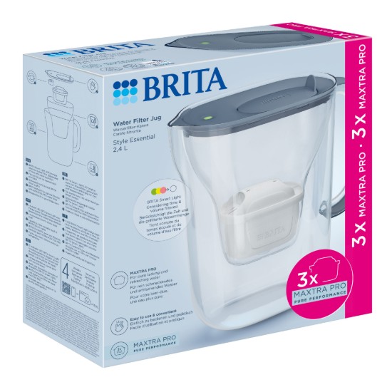 Стартов пакет BRITA Style Essential 2.4 л + 3 филтъра Maxtra Pro (Stone Blue)