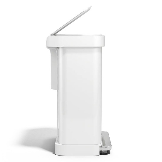 Landa taż-żibel bil-pedala, b'żewġ kompartimenti, 58 L, azzar inossidabbli, White Steel - simplehuman