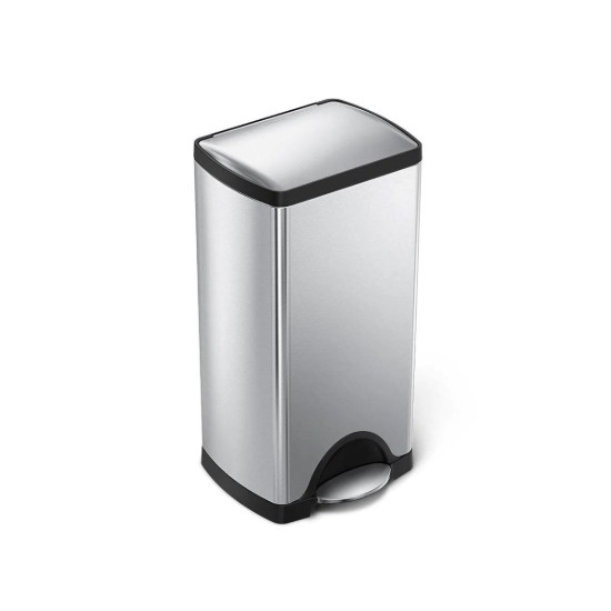 Landa taż-żibel rettangolari bil-pedala, 30 L, azzar inossidabbli, Brushed - simplehuman