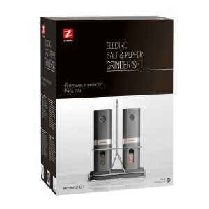 2 sähköhiomakoneen sarja suolalle ja pippurille, mukana metallijalusta - Zokura