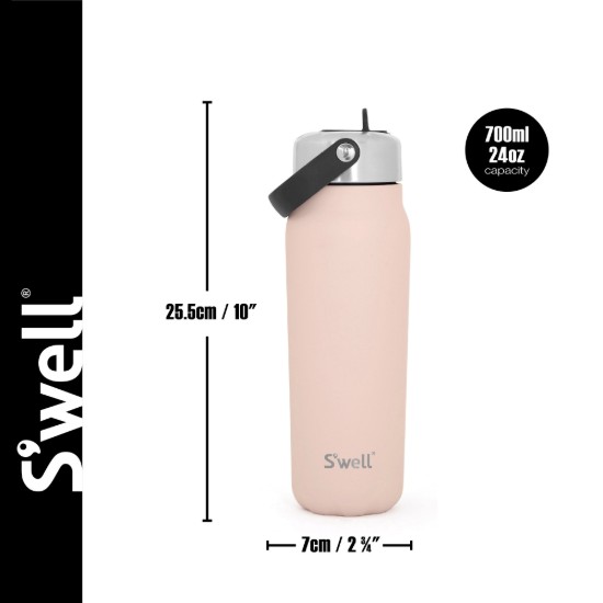 Thermos bottle for drinks, stainless steel, 700 ml, "Explorer Flip Straw", Himalayan Salt - S'well