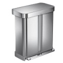 Pedalsoptunna, dubbla fack, 58 l, rostfritt stål, Brushed - simplehuma