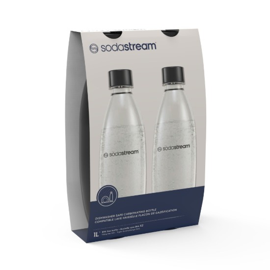 2 "Fuse" gazlı şişe seti, plastik, 1L, Siyah - SodaStream