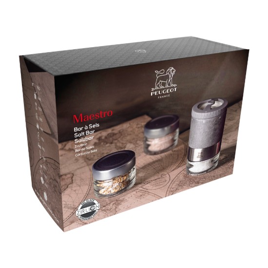 Mlinac za sol s priborom, 7 dijelova, "Maestro", Light Graphite - Peugeot