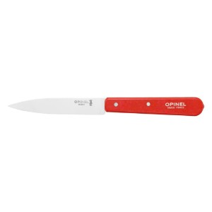 Paring knife N°112, stainless steel, 10 cm, "Les Essentiels", Red - Opinel