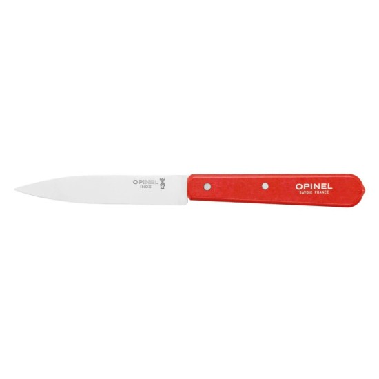 Paring knife N°112, stainless steel, 10 cm, "Les Essentiels", Red - Opinel