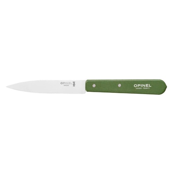 Paring knife N°112, stainless steel, 10 cm, "Les Essentiels", Green - Opinel
