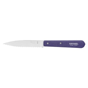 Serrated blade knife N°113, stainless steel, 10 cm, "Les Essentiels", Purple - Opinel