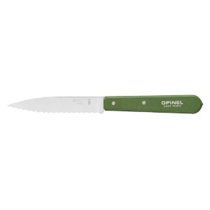 Serrated blade knife N°113, stainless steel, 10 cm, "Les Essentiels", Green - Opinel
