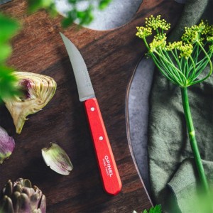 Paring knife N°114, stainless steel, 7 cm, "Les Essentiels", Red - Opinel