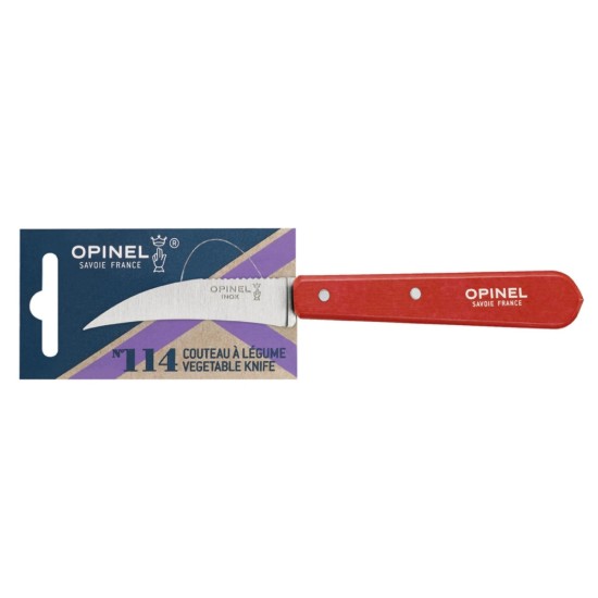 Paring knife N°114, stainless steel, 7 cm, "Les Essentiels", Red - Opinel