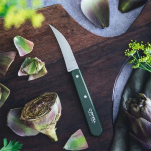 Paring knife N°114, stainless steel, 7 cm, "Les Essentiels", Green - Opinel