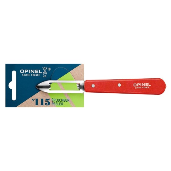N°115 peeler, stainless steel, 6 cm, "Les Essentiels", Red - Opinel