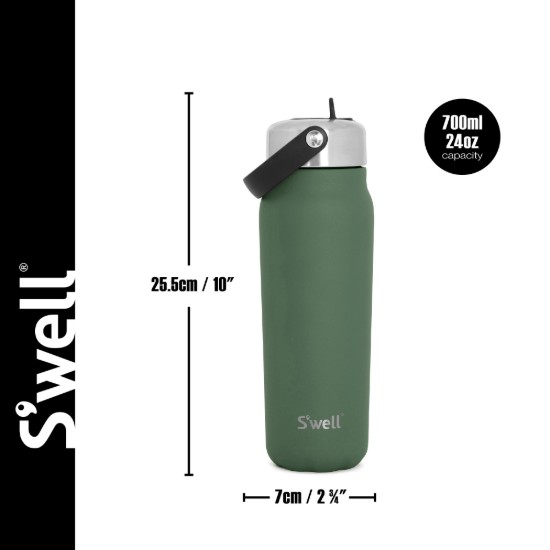 Thermos bottle for drinks, stainless steel, 700 ml, "Explorer Flip Straw", Jasper - S'well