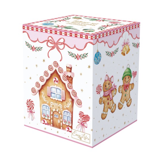 Porcelain mug, 350ml, with lid and infuser, "Sweet Christmas" - Nuova R2S
