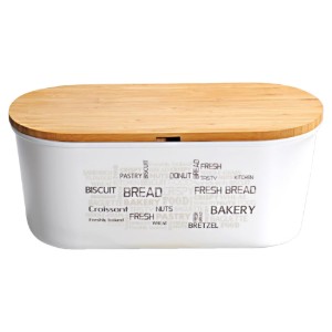Scatola per il pane con tagliere, plastica, 34 x 20 x 14,5 cm, Bianco - Kesper
