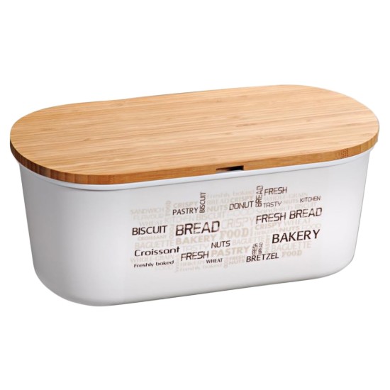 Scatola per il pane con tagliere, plastica, 34 x 20 x 14,5 cm, Bianco - Kesper