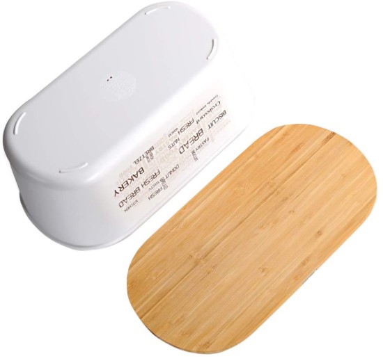 Scatola per il pane con tagliere, plastica, 34 x 20 x 14,5 cm, Bianco - Kesper