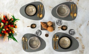 Placemat, 43 x 32 cm, "Togo", Grey  - Tiseco