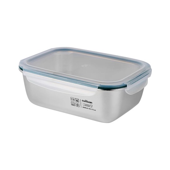 Recipiente rectangular para alimentos, acero inoxidable, 2800 ml, "Simple" - Cuitisan