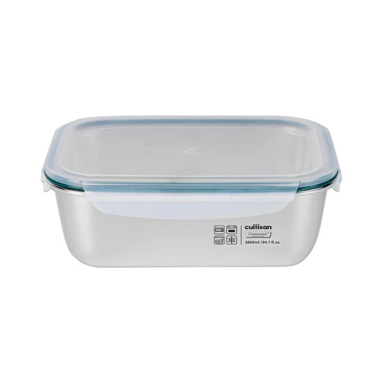 Recipiente rectangular para alimentos, acero inoxidable, 2800 ml, "Simple" - Cuitisan