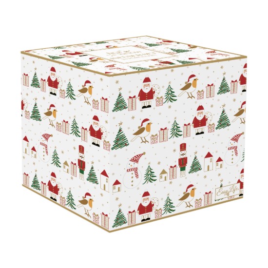 Krūze ar vāku un metāla uzlējumu, porcelāns, reljefs raksts, 450ml, "Let it Snow" - Easy Life