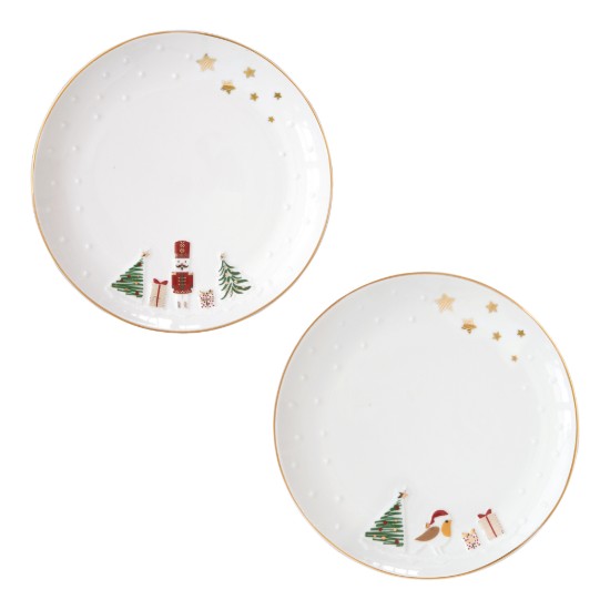 Sett ta' 2 platti, b'disinn imnaqqax, 16cm, "Let it Snow" - Nuova R2S