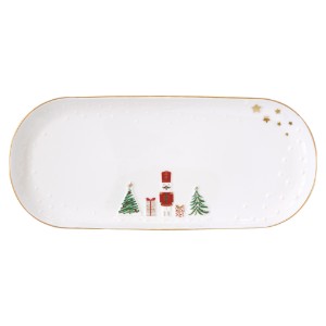 Porcelain platter, with embossed design, 34.5 x 15 cm, "Let it Snow" - Nuova R2S
