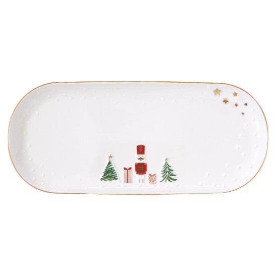 Porcelain platter, with embossed design, 34.5 x 15 cm, "Let it Snow" - Nuova R2S