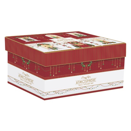 Porcelain teapot, 600 ml, with infuser and 2 teacups, "Festive Avenue" - Nuova R2S