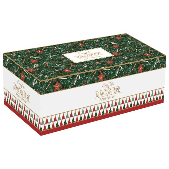 4-piece appetizer serving set, with bamboo stand, "Fancy Christmas" - Nuova R2S