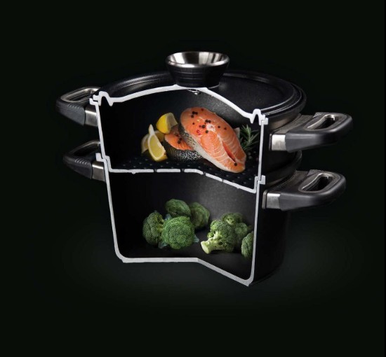 3-piece steam cooking set, aluminium, 24 cm / 4.5 L, induction - AMT Gastroguss