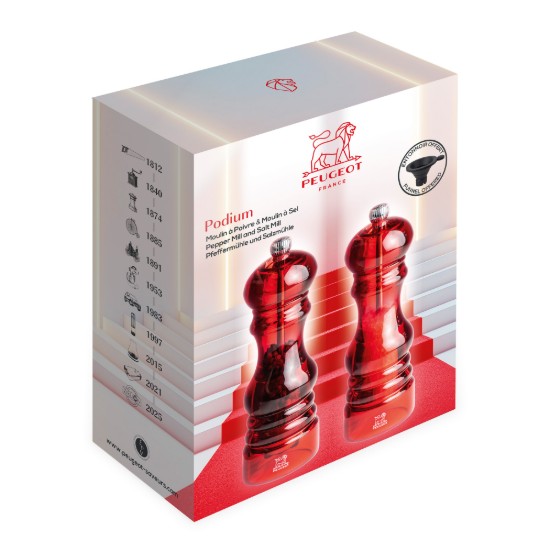 Set of 2 salt and pepper mills, 18 cm, "Podium" - Peugeot