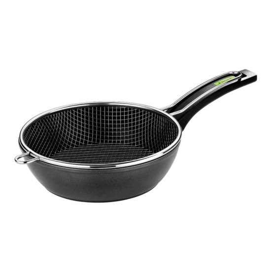 Deep frying pan set, 28 cm, with frying basket, "Green" - Monix