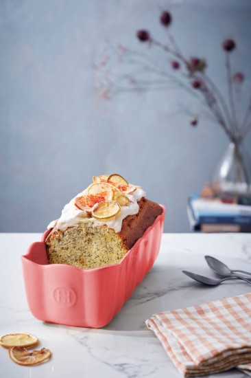 Sponge cake baking pan, ceramic, 28.5 x 13cm / 1.8 L, Rose Candy - Emile Henry