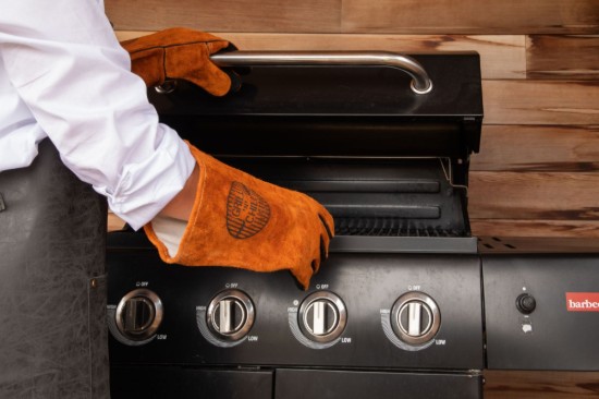 "BBQ" glove set, leather, Brown - Tiseco