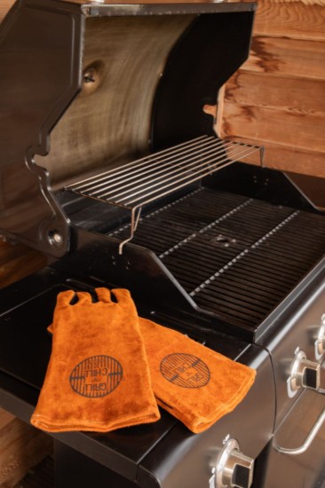 "BBQ" glove set, leather, Brown - Tiseco
