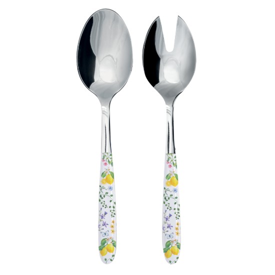Set of 2 salad serving spoons, stainless steel, "Fleurs et Citrons" - Nuova R2S