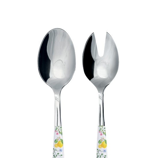 Set of 2 salad serving spoons, stainless steel, "Fleurs et Citrons" - Nuova R2S