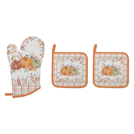 Oven mitt and 2 cookware holders set, "Harvest" - Easy Life