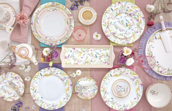 Set mit 2 Kaffeetassen mit Untertassen, Porzellan, 80 ml, "Birds Melody" - Nuova R2S