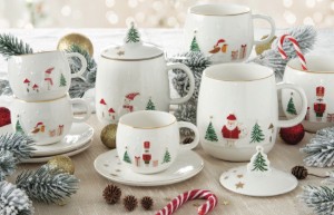 Krūze ar vāku un metāla uzlējumu, porcelāns, reljefs raksts, 450ml, "Let it Snow" - Easy Life