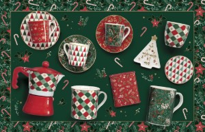 Bambu standlı 4 parçalı meze servis seti, "Şık Noel" - Nuova R2S